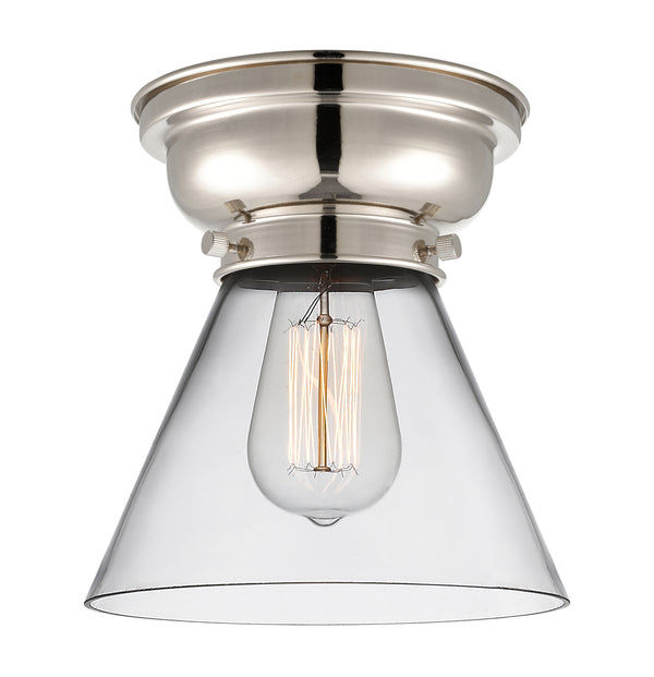 Cone Flush Mount shown in the Polished Nickel finish with a Clear shade
