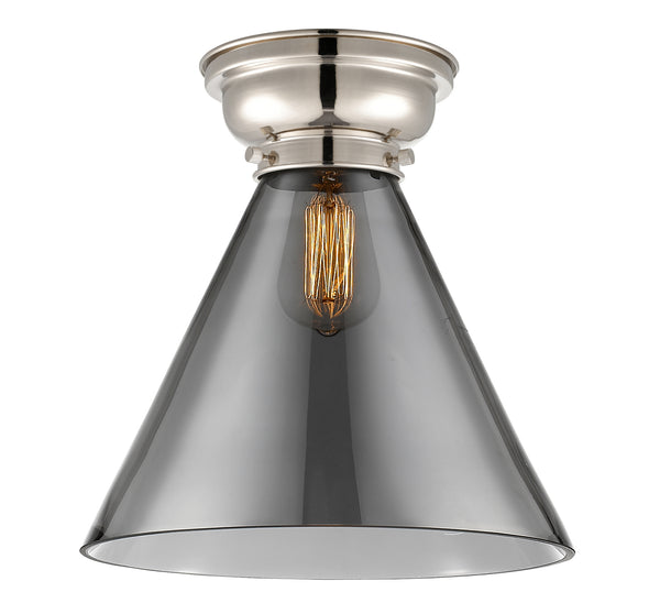 Cone Flush Mount shown in the Polished Nickel finish with a Plated Smoke shade