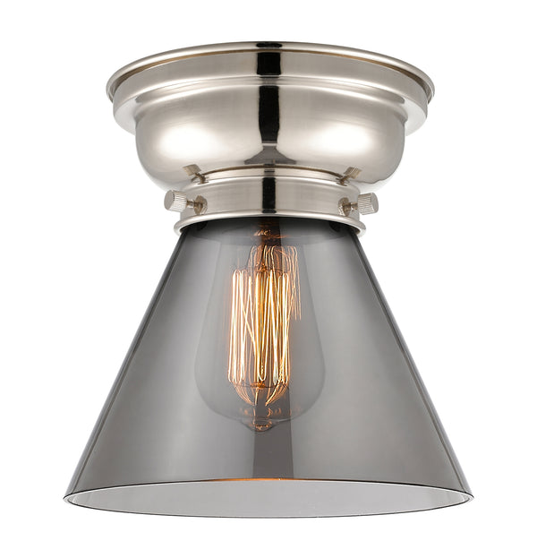 Cone Flush Mount shown in the Polished Nickel finish with a Plated Smoke shade