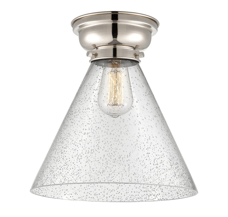 Cone Flush Mount shown in the Polished Nickel finish with a Seedy shade