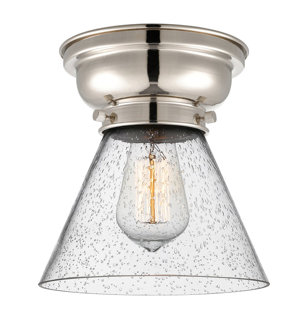 Cone Flush Mount shown in the Polished Nickel finish with a Seedy shade