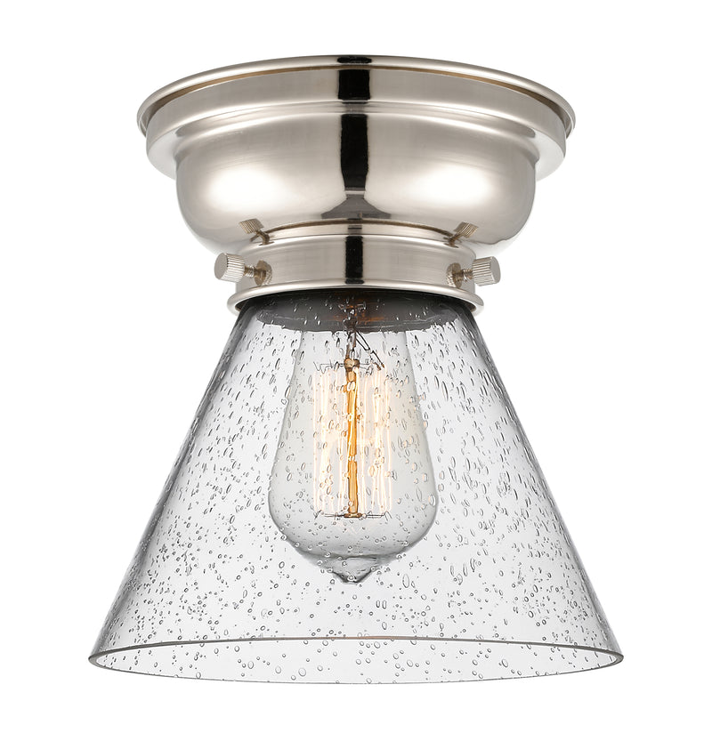 Cone Flush Mount shown in the Polished Nickel finish with a Seedy shade