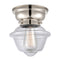 Oxford Flush Mount shown in the Polished Nickel finish with a Clear shade