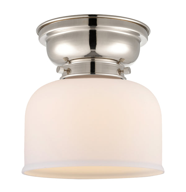 Bell Flush Mount shown in the Polished Nickel finish with a Matte White shade