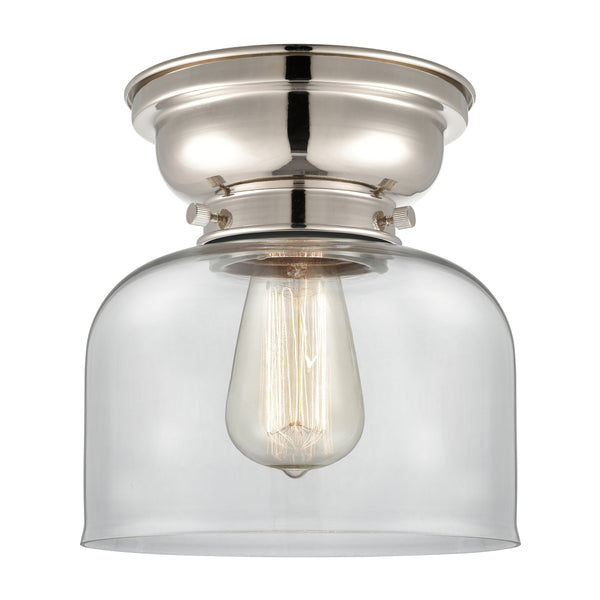 Bell Flush Mount shown in the Polished Nickel finish with a Clear shade