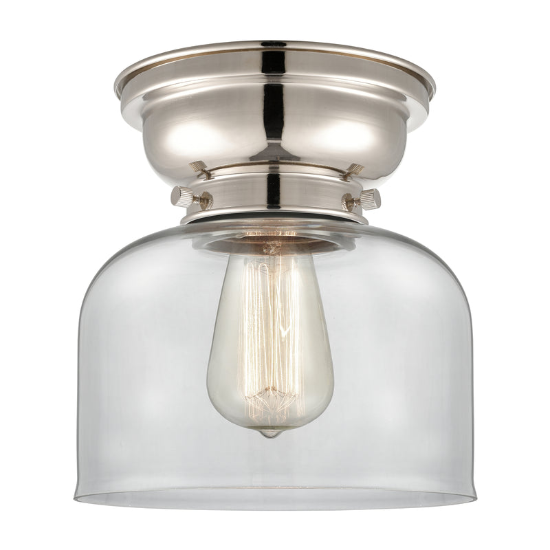 Bell Flush Mount shown in the Polished Nickel finish with a Clear shade
