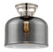 Bell Flush Mount shown in the Polished Nickel finish with a Plated Smoke shade
