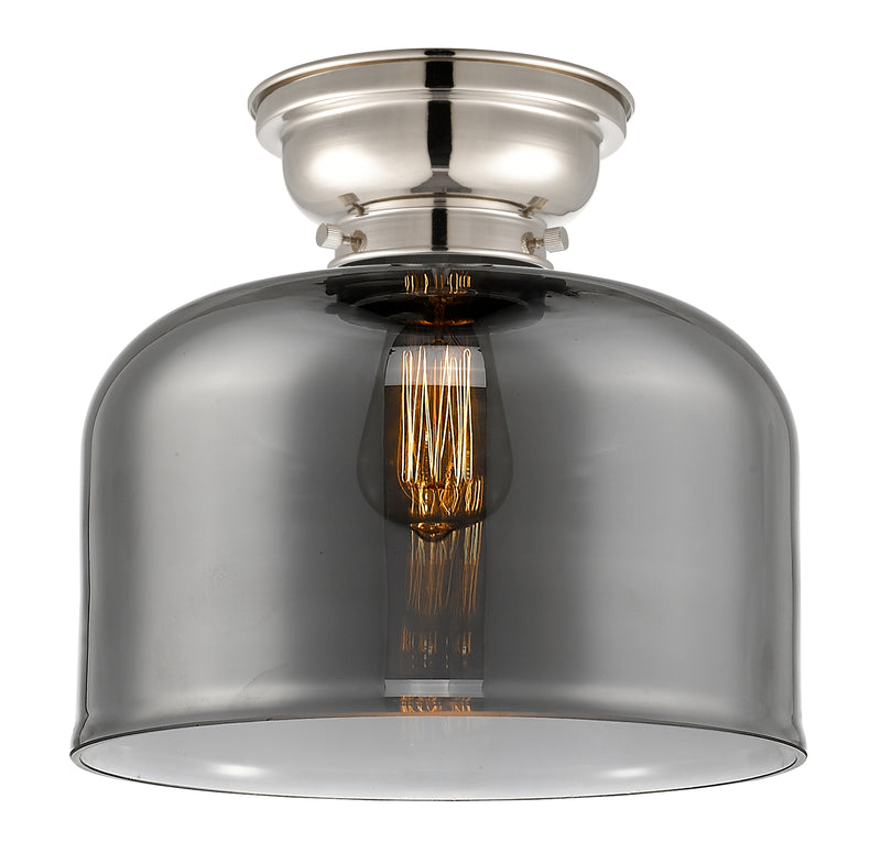 Bell Flush Mount shown in the Polished Nickel finish with a Plated Smoke shade
