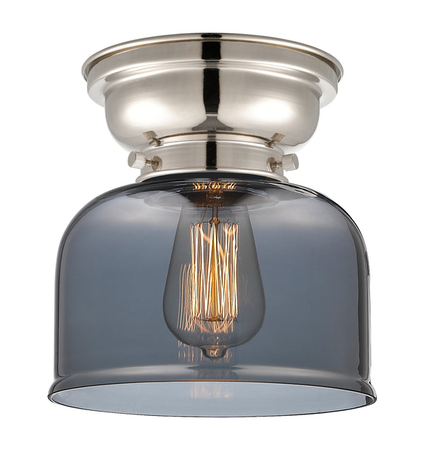Bell Flush Mount shown in the Polished Nickel finish with a Plated Smoke shade