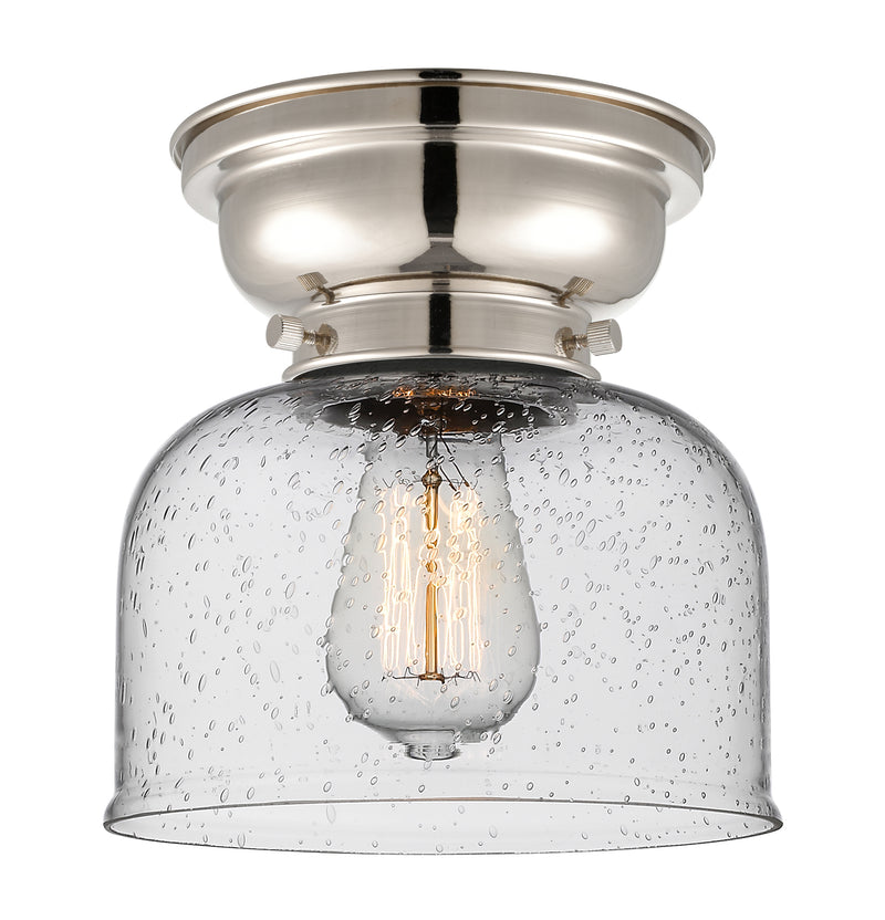Bell Flush Mount shown in the Polished Nickel finish with a Seedy shade
