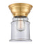 Canton Flush Mount shown in the Satin Gold finish with a Clear shade