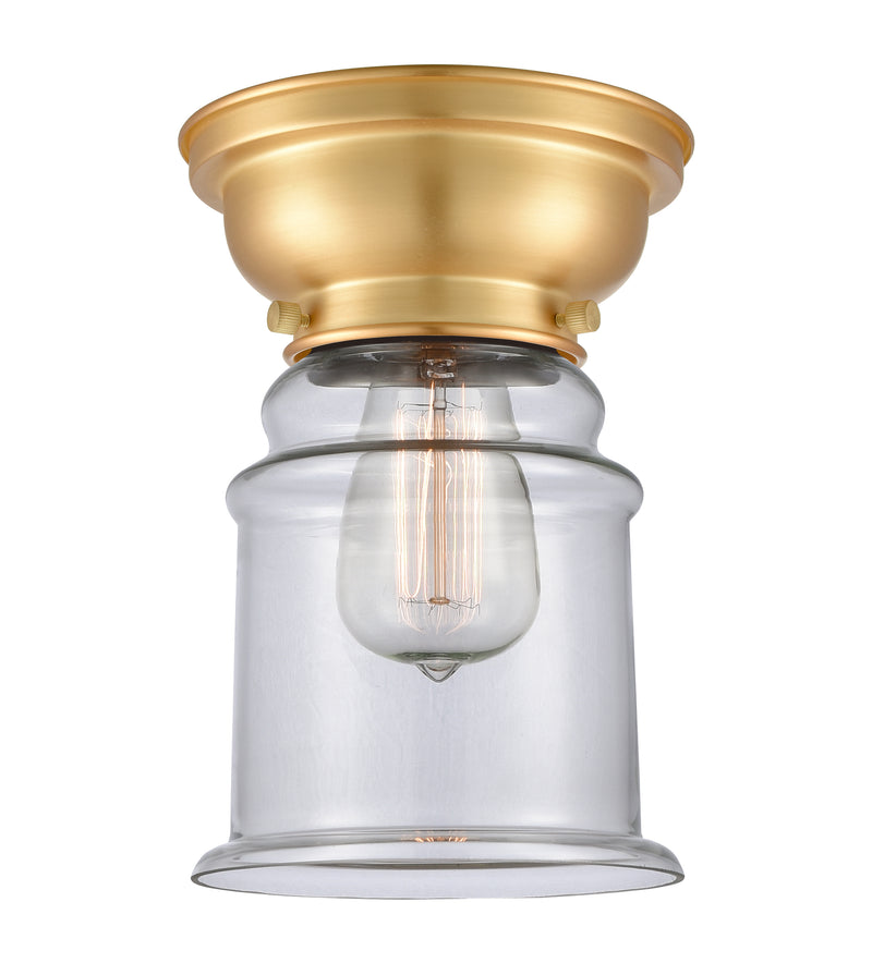 Canton Flush Mount shown in the Satin Gold finish with a Clear shade