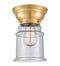 Canton Flush Mount shown in the Satin Gold finish with a Seedy shade