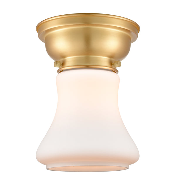 Bellmont Flush Mount shown in the Satin Gold finish with a Matte White shade