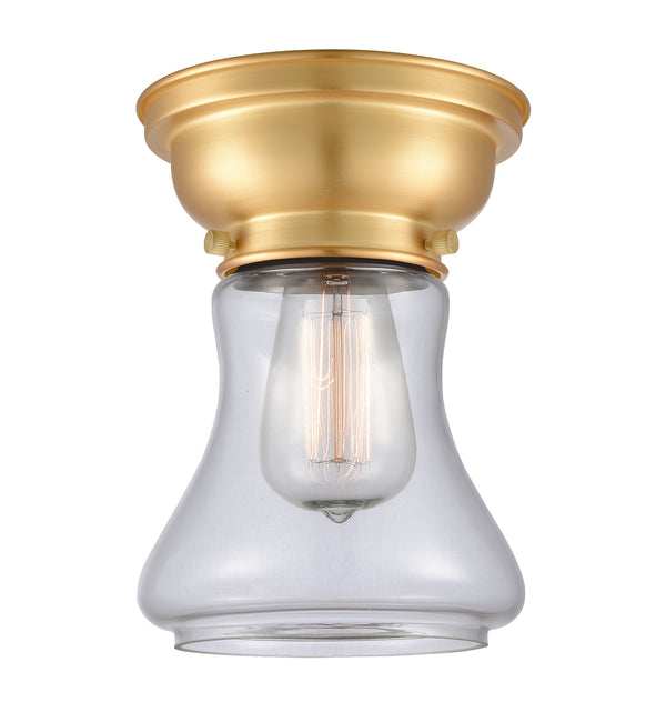 Bellmont Flush Mount shown in the Satin Gold finish with a Clear shade