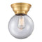 Beacon Flush Mount shown in the Satin Gold finish with a Clear shade
