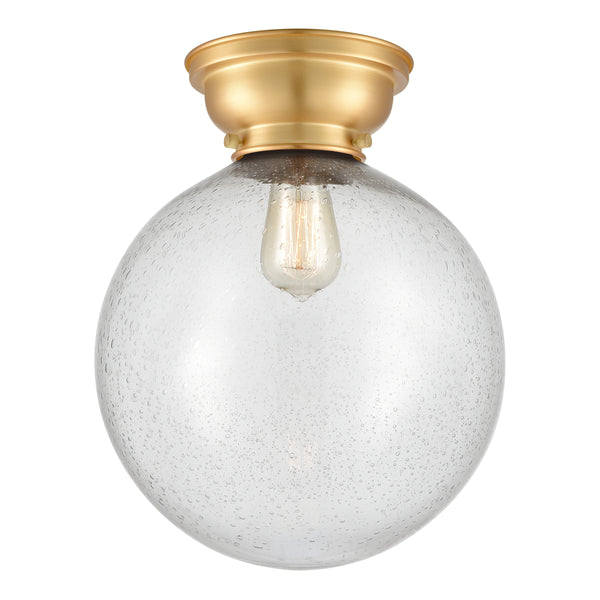 Beacon Flush Mount shown in the Satin Gold finish with a Seedy shade