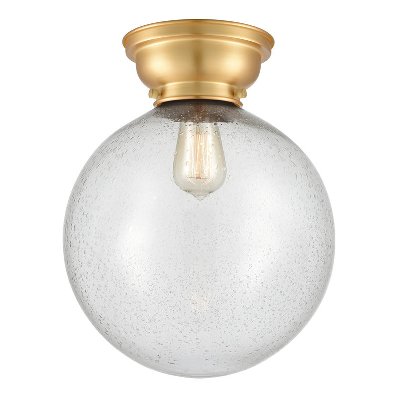Beacon Flush Mount shown in the Satin Gold finish with a Seedy shade