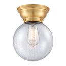 Beacon Flush Mount shown in the Satin Gold finish with a Seedy shade