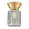 Stanton Flush Mount shown in the Satin Gold finish with a Clear Wire Mesh shade