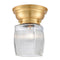 Colton Flush Mount shown in the Satin Gold finish with a Clear Halophane shade