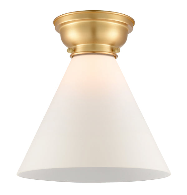 Cone Flush Mount shown in the Satin Gold finish with a Matte White shade
