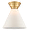 Cone Flush Mount shown in the Satin Gold finish with a Matte White shade