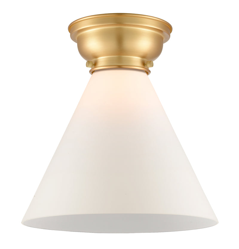 Cone Flush Mount shown in the Satin Gold finish with a Matte White shade
