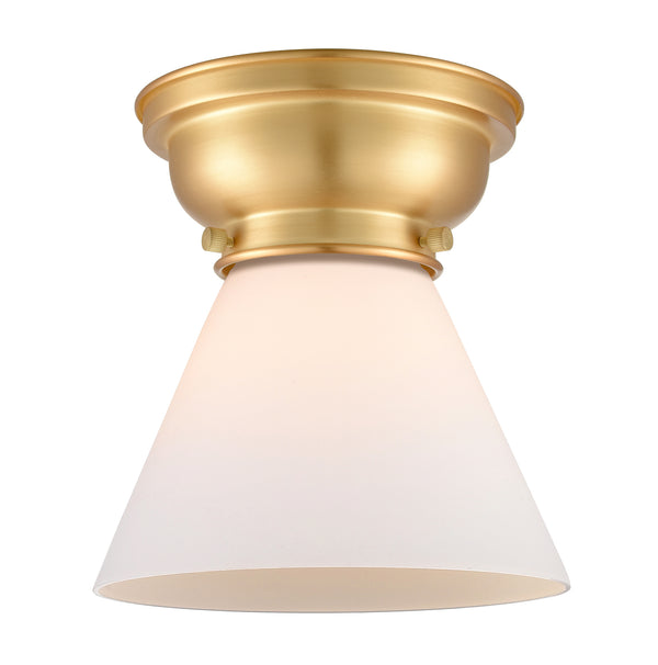 Cone Flush Mount shown in the Satin Gold finish with a Matte White shade
