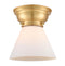 Cone Flush Mount shown in the Satin Gold finish with a Matte White shade