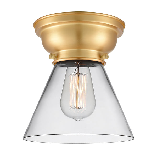Cone Flush Mount shown in the Satin Gold finish with a Clear shade
