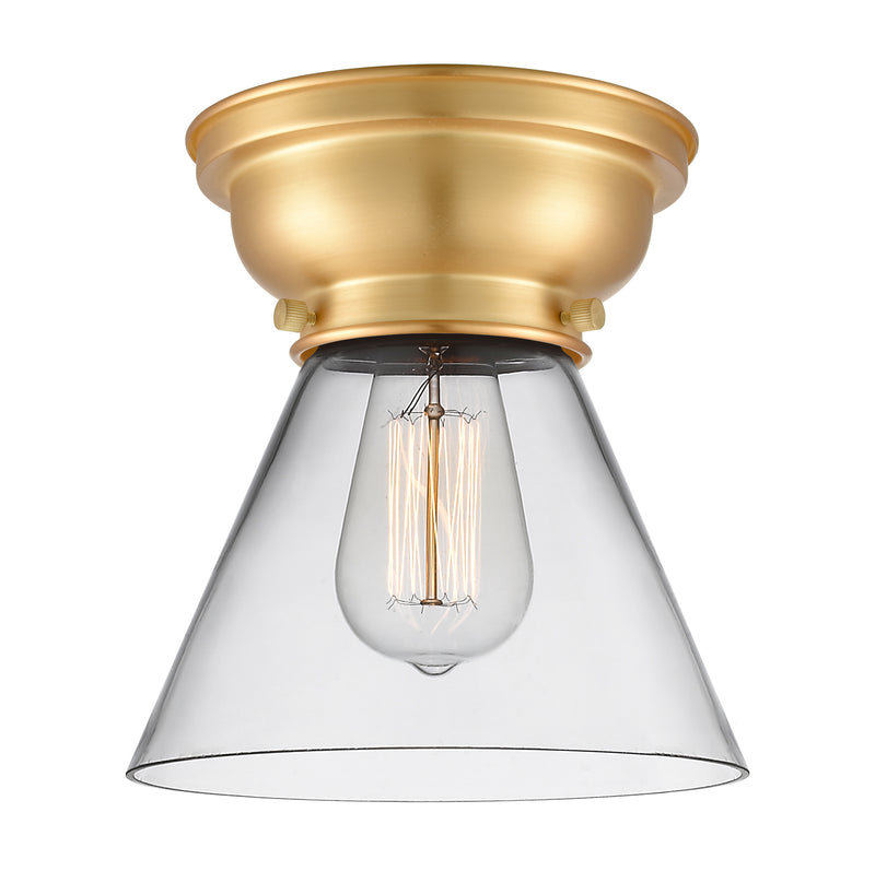 Cone Flush Mount shown in the Satin Gold finish with a Clear shade