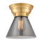 Cone Flush Mount shown in the Satin Gold finish with a Plated Smoke shade