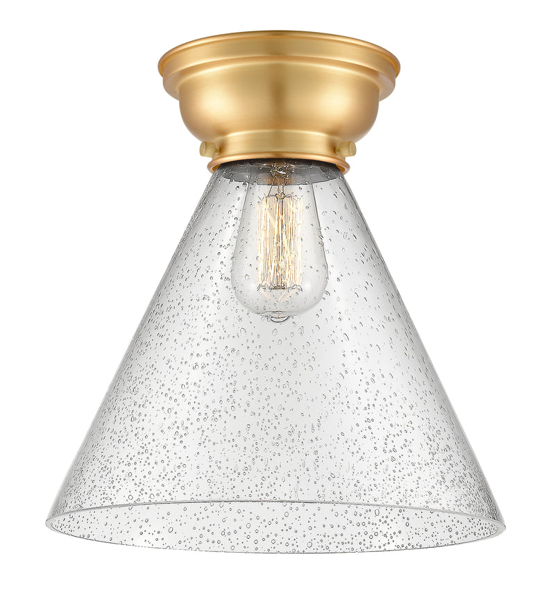 Cone Flush Mount shown in the Satin Gold finish with a Seedy shade