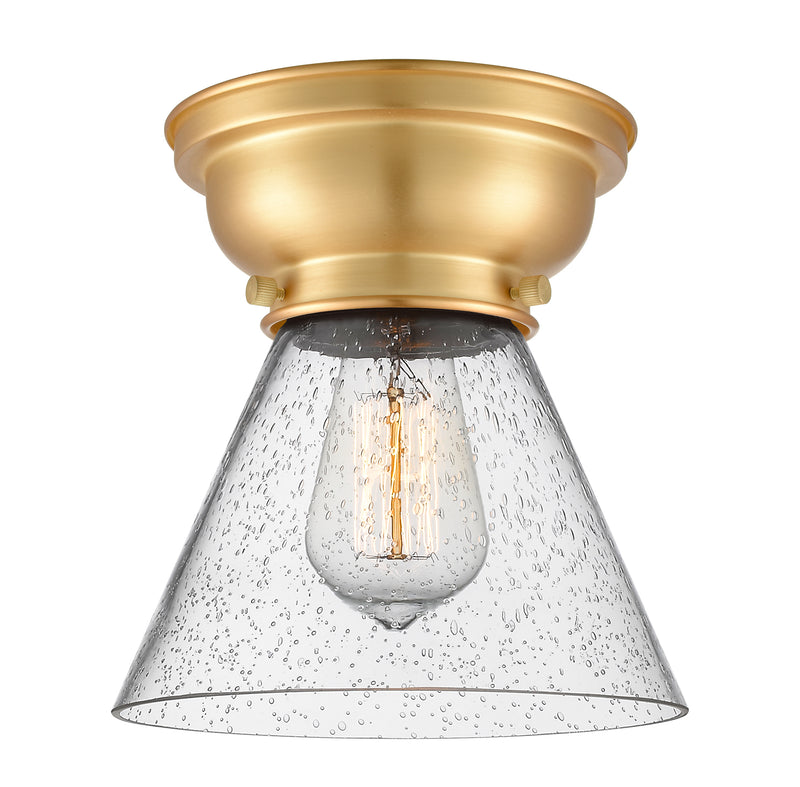 Cone Flush Mount shown in the Satin Gold finish with a Seedy shade