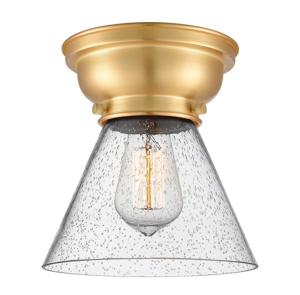 Cone Flush Mount shown in the Satin Gold finish with a Seedy shade