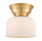 Bell Flush Mount shown in the Satin Gold finish with a Matte White shade
