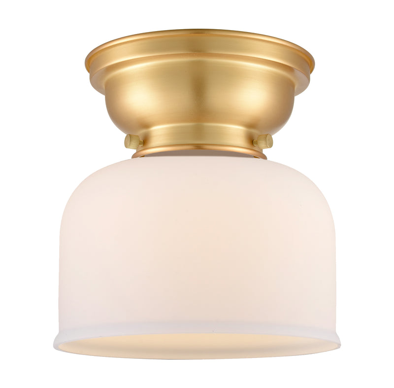 Bell Flush Mount shown in the Satin Gold finish with a Matte White shade