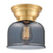 Bell Flush Mount shown in the Satin Gold finish with a Plated Smoke shade