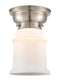 Canton Flush Mount shown in the Brushed Satin Nickel finish with a Matte White shade