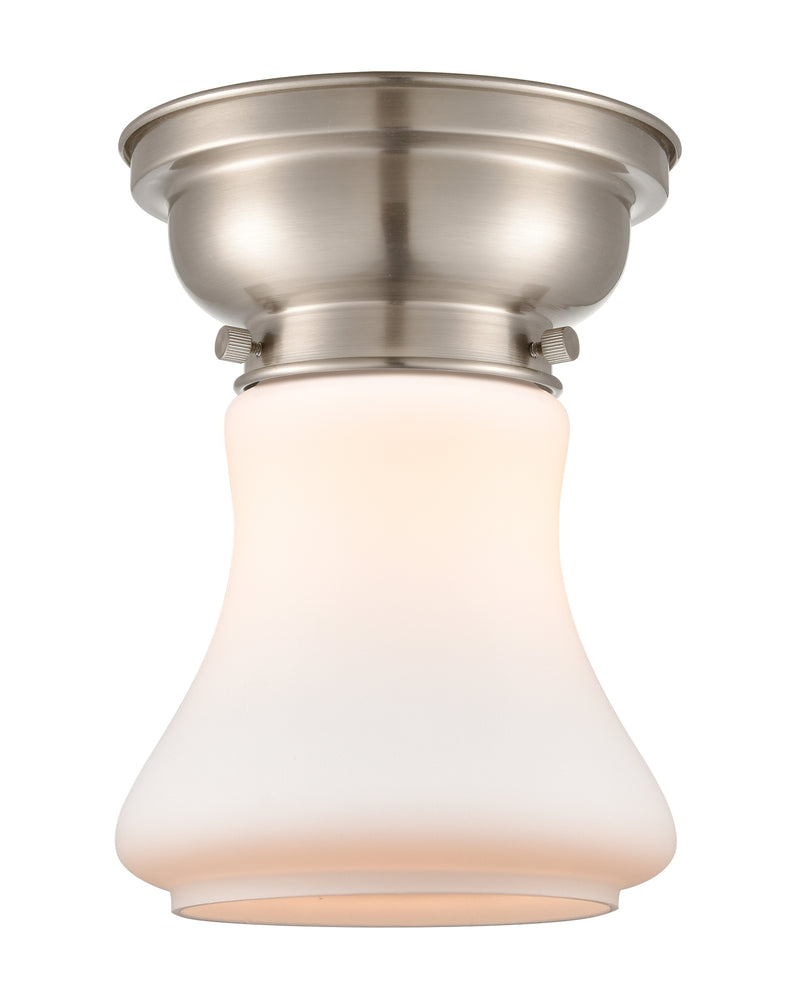 Bellmont Flush Mount shown in the Brushed Satin Nickel finish with a Matte White shade