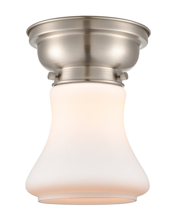 Bellmont Flush Mount shown in the Brushed Satin Nickel finish with a Matte White shade