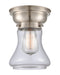 Bellmont Flush Mount shown in the Brushed Satin Nickel finish with a Clear shade