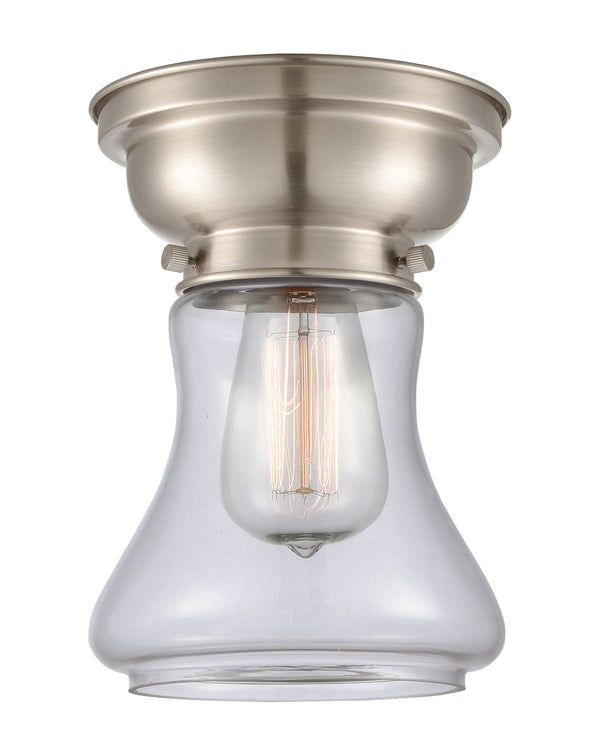 Bellmont Flush Mount shown in the Brushed Satin Nickel finish with a Clear shade