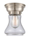 Bellmont Flush Mount shown in the Brushed Satin Nickel finish with a Seedy shade