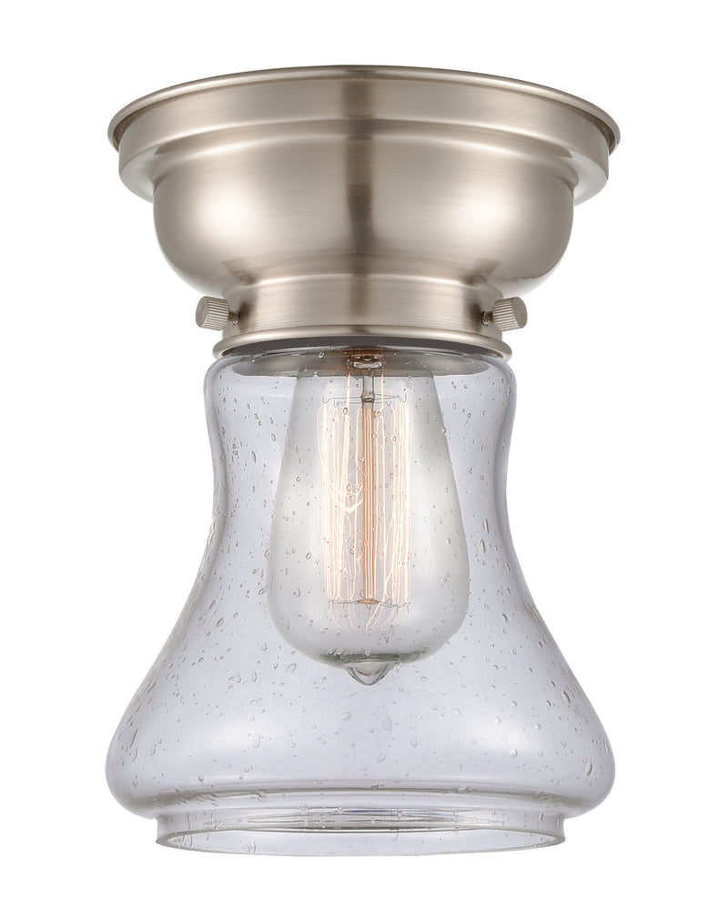 Bellmont Flush Mount shown in the Brushed Satin Nickel finish with a Seedy shade