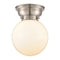 Beacon Flush Mount shown in the Brushed Satin Nickel finish with a Matte White shade