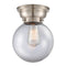 Beacon Flush Mount shown in the Brushed Satin Nickel finish with a Clear shade