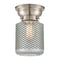 Stanton Flush Mount shown in the Brushed Satin Nickel finish with a Clear Wire Mesh shade