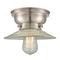 Halophane Flush Mount shown in the Brushed Satin Nickel finish with a Clear Halophane shade